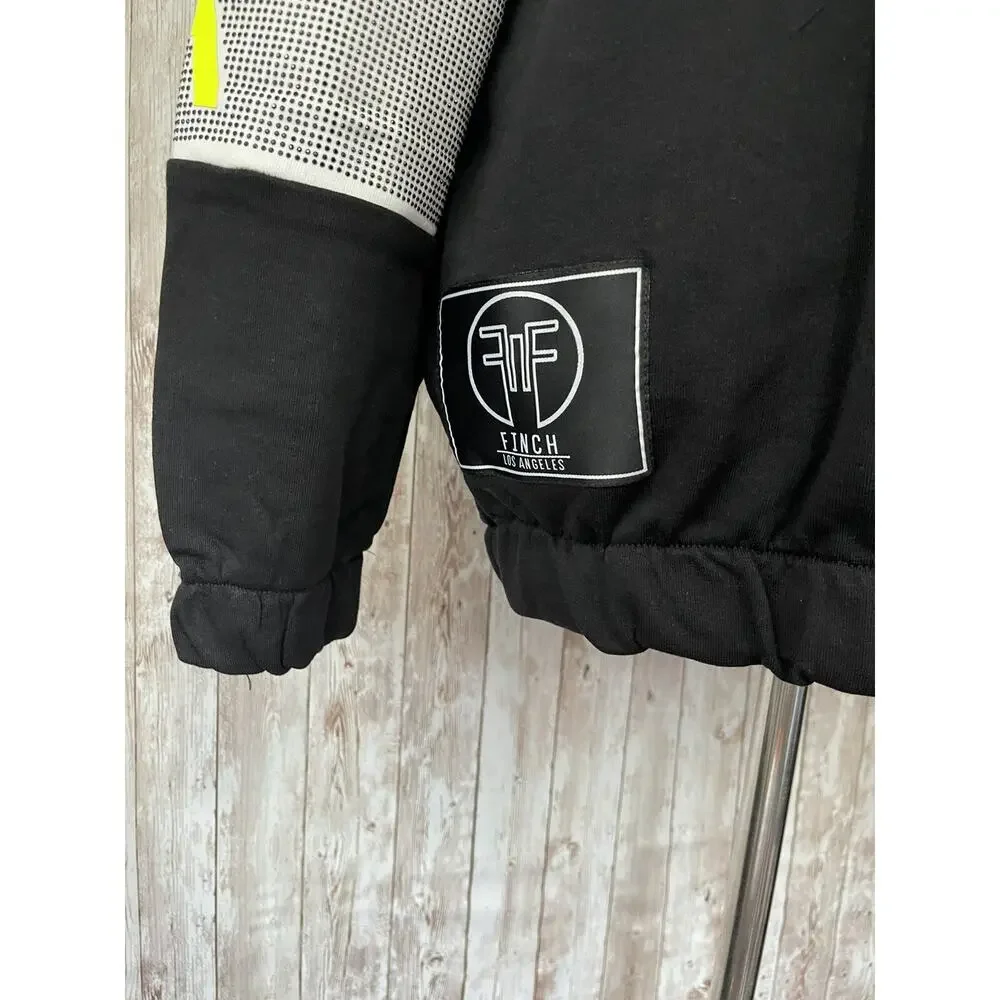 Los Angeles Fitch Hoodie Mens Medium Beaded Black Sweatshirt Oversized N151